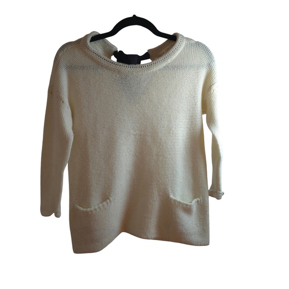 Ulla Johnson Alpaca Wool Blend Ivory Knit Sweater Small Bow Back Pocket Detail - Picture 2 of 9